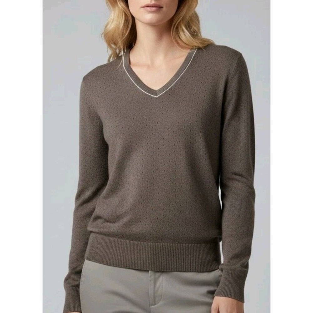 Nike Golf Women's Brown‎ V-Neck Wool Blend Sweater M